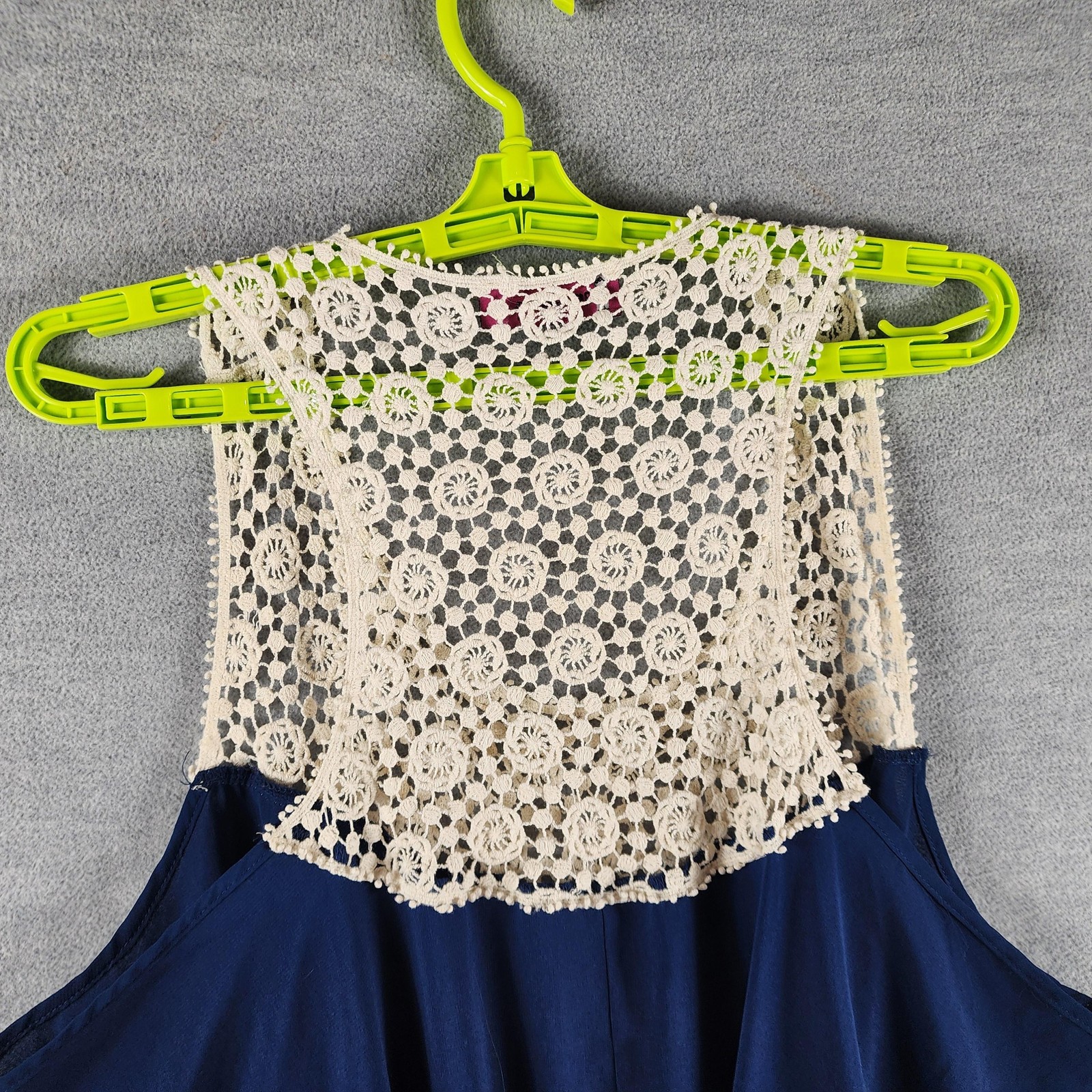 Annabelle Blouse Womens 3XL Blue Crochet Lace Scoop Neck Sleeveless Tunic Top