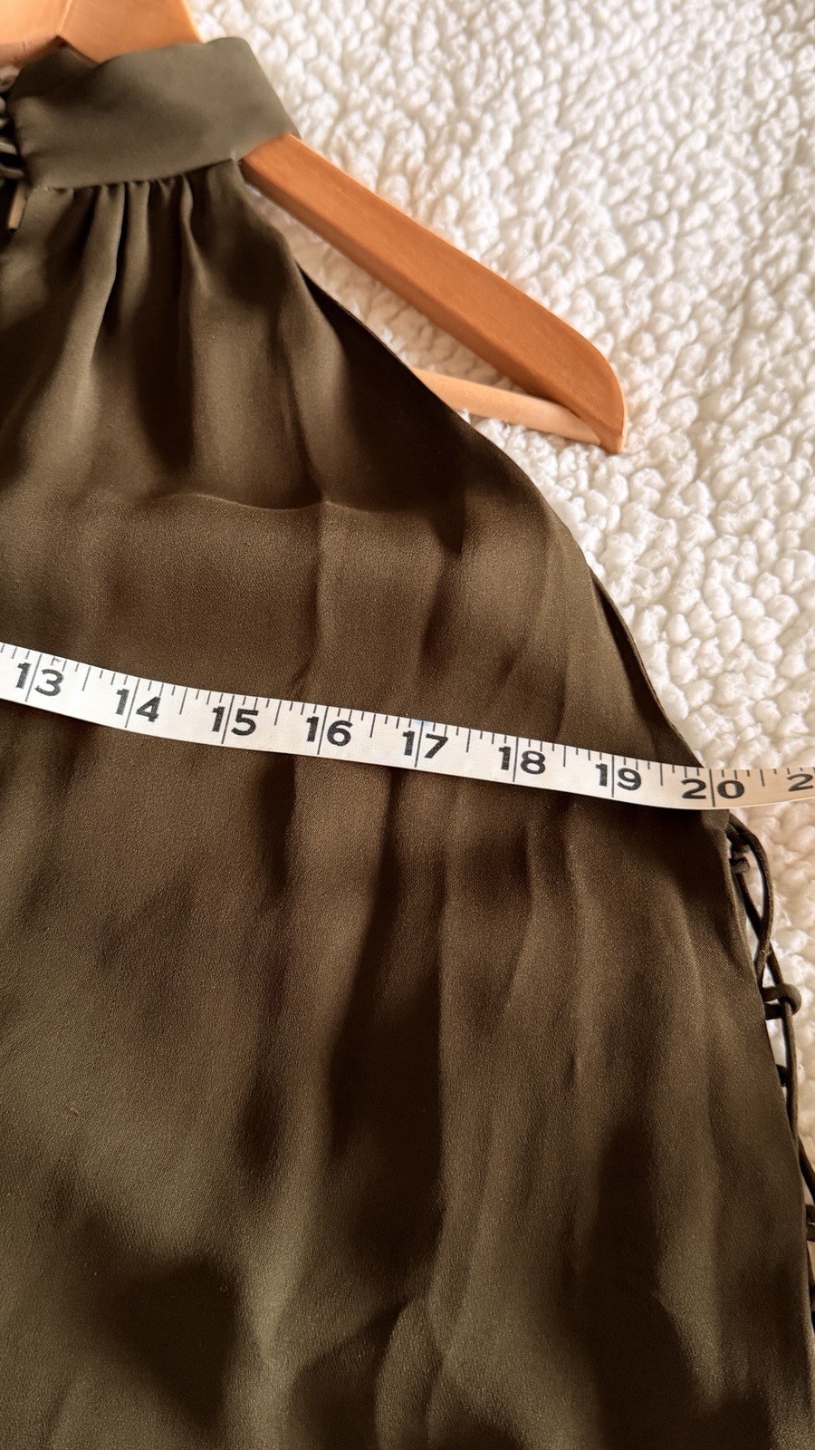 Haute Hippie 100% Silk Halter Tops Women Olive Green Med Slits Front Sides Lined