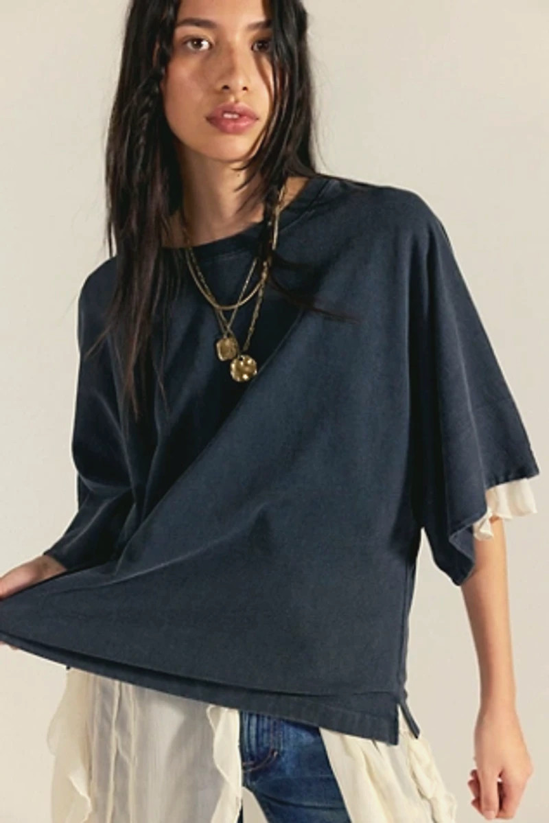 Free People We The Free Women’s Atlas Dolman Tee in Washed Black size L