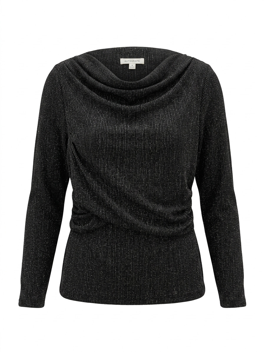 Autograph Silver Metallic Rouched Top – Size UK 16