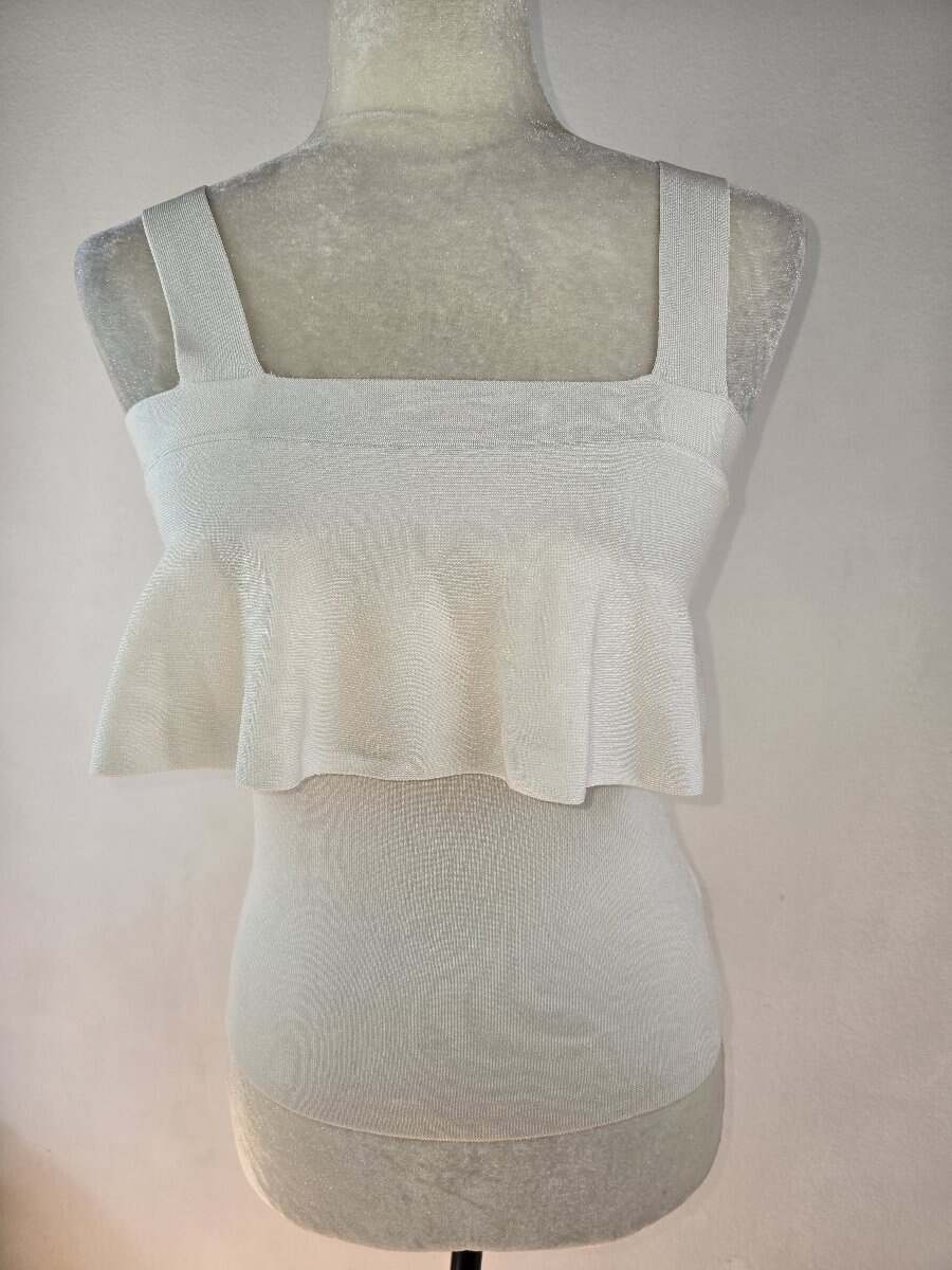 NWT! EXPRESS Size XS Women’s White Ruffle Front Tank Top