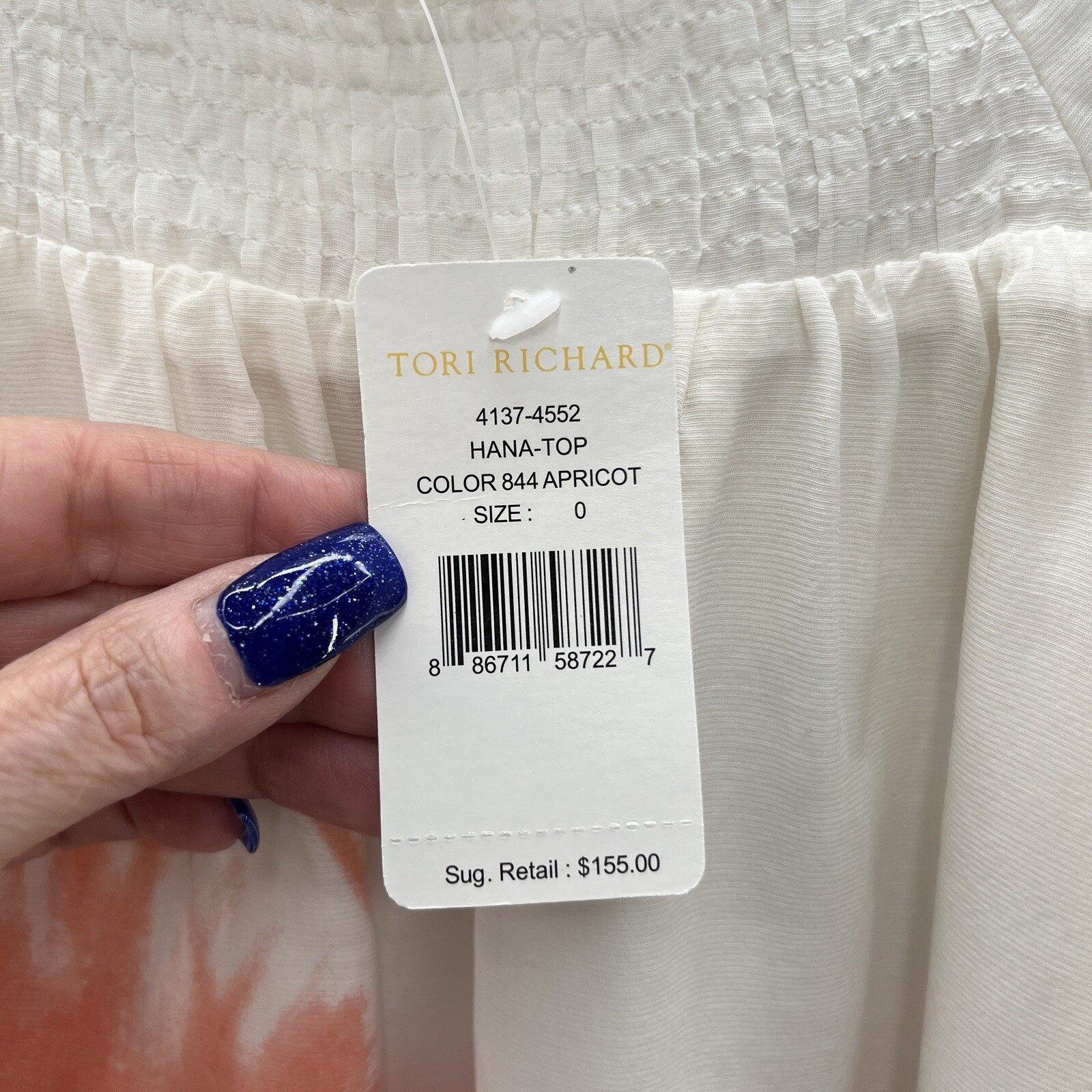 Tori Richard Blouse Womens 0 Orange Ombre Colorful Ruffle Hem Hana Peasant Top