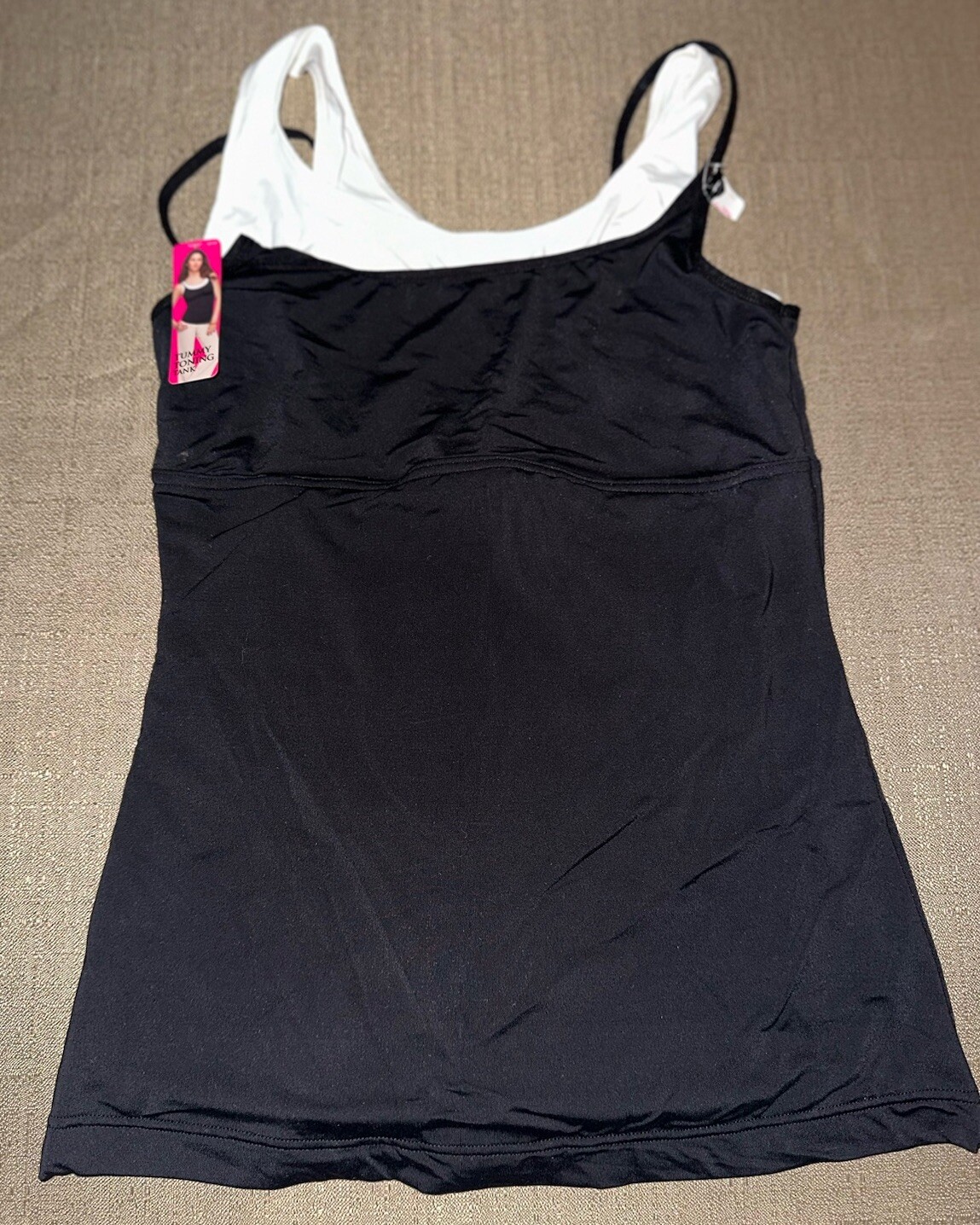 NEW Flexees Shapewear Tummy Toning Tank Top Women’s Medium M Black White