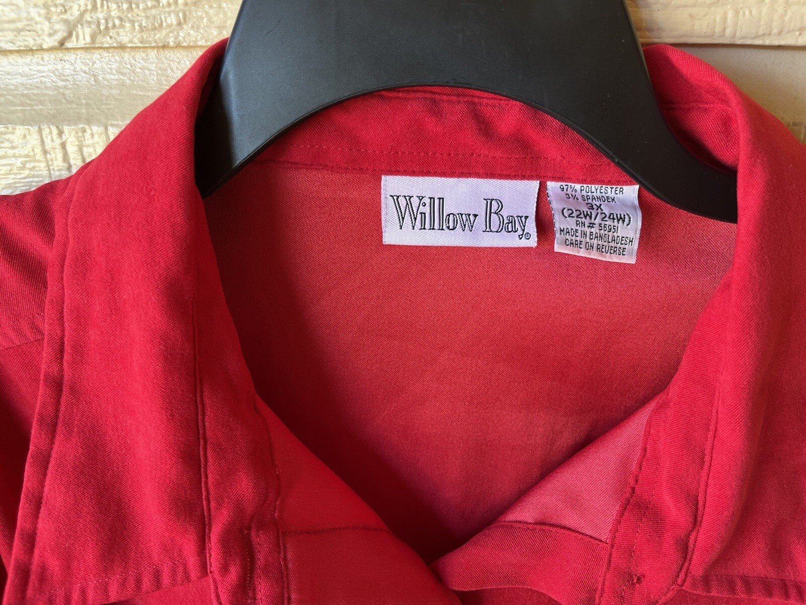 Willow Bay womens Vintage Red Soft Microsuede Tunic Blouse Top size 3X (22-24W)