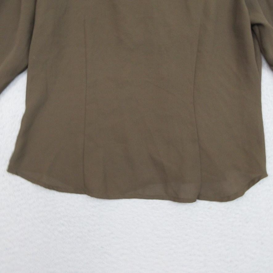Milano Shirt Womens Large Ruffle Front Button Blouse Long Sleeve Dressy Top