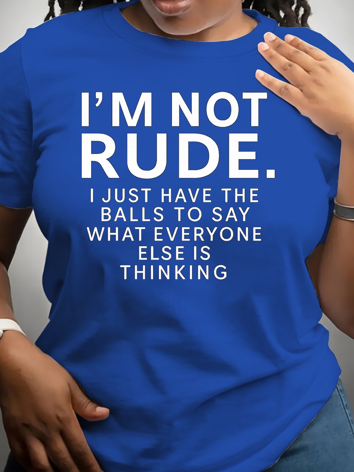 “I’m NOT RUDE” Printed T-shirts, Women’s Round-neck Tops Summer Ladies’ Tee ↗