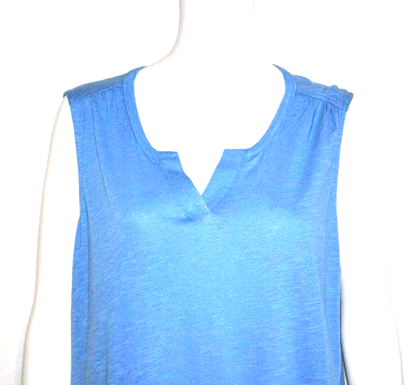 Denim& Co Naturals Petite Linen Slub Jersey Tunic, Riviera Blue, X-Large A398931