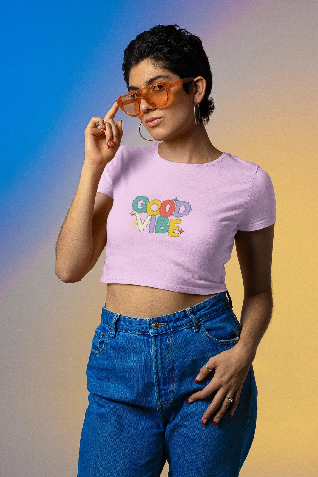 Good Vibe Women’s Crop Tee | Casual Summer Top, Trendy Streetwear, Gift for Her