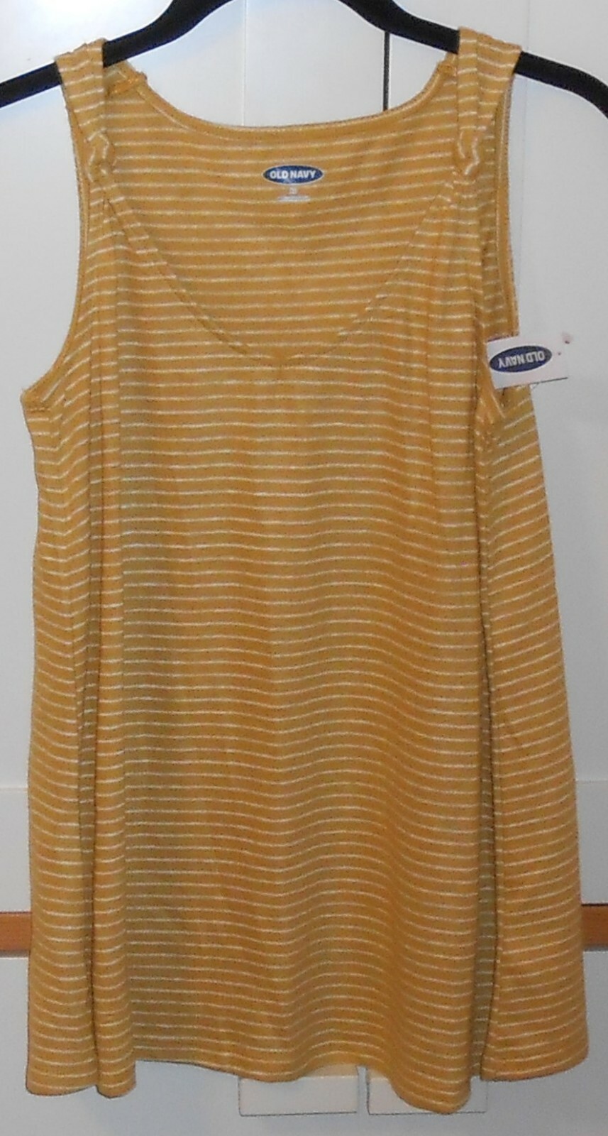 WOMEN’S OLD NAVY YELLOW STRIPE SLUB KNIT KNOT TANK TOP – SIZE XSMALL