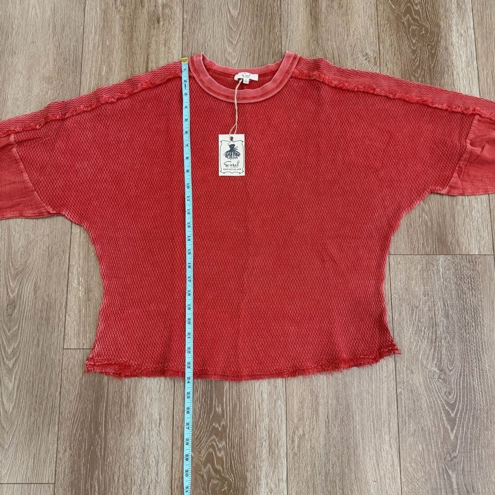 NWT Easel Mineral Washed Relaxed Knit Top Size Medium Poppy Red ET71675