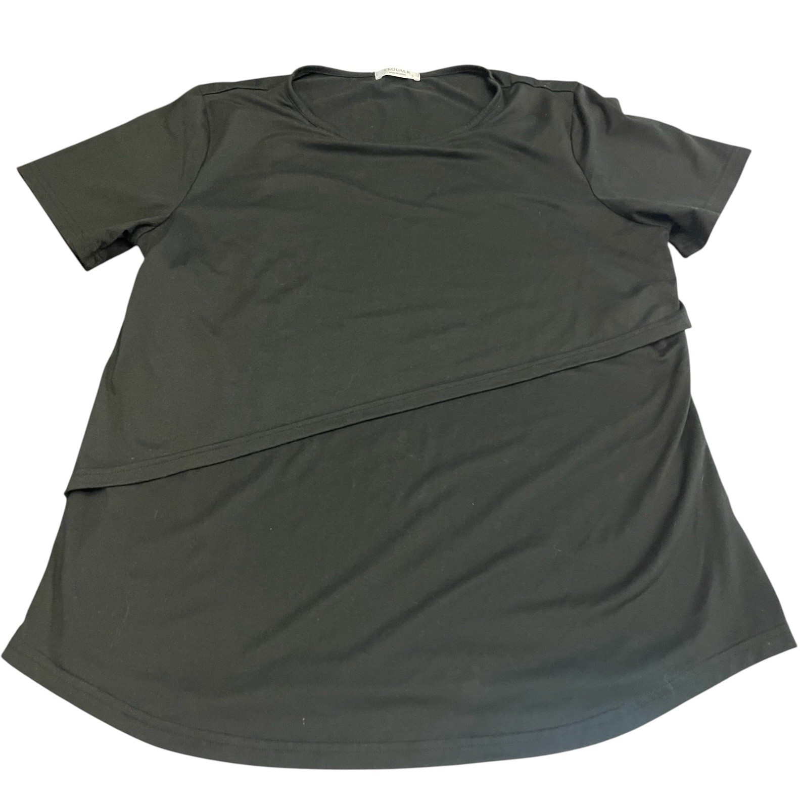 Ekouaer Black Short Sleeve Super Soft Maternity T-Shirt Layered Size Large