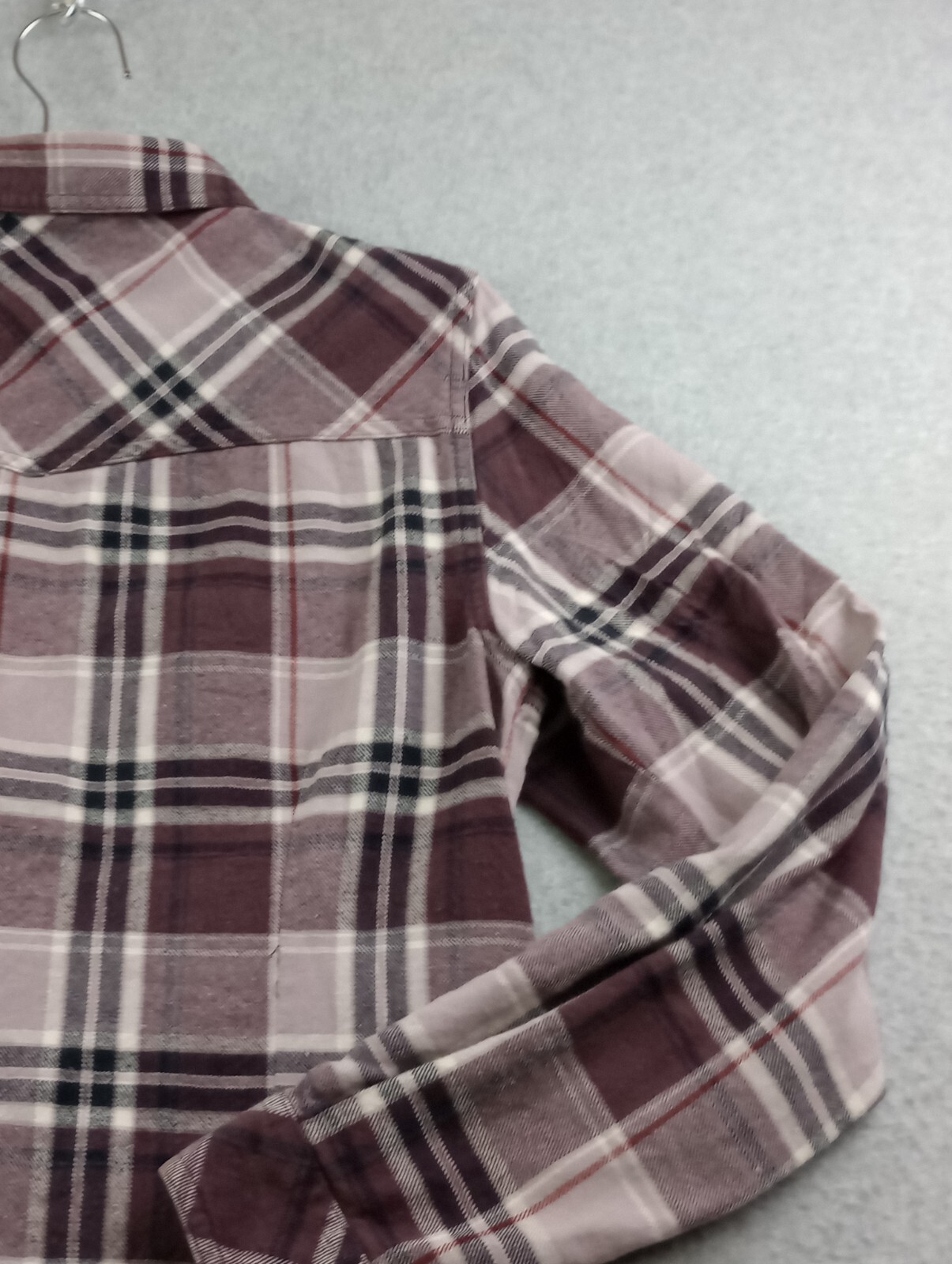 Magellan Shirt Womens Small Brown Flannel Western Roll Tab Flip Cuff Button Up