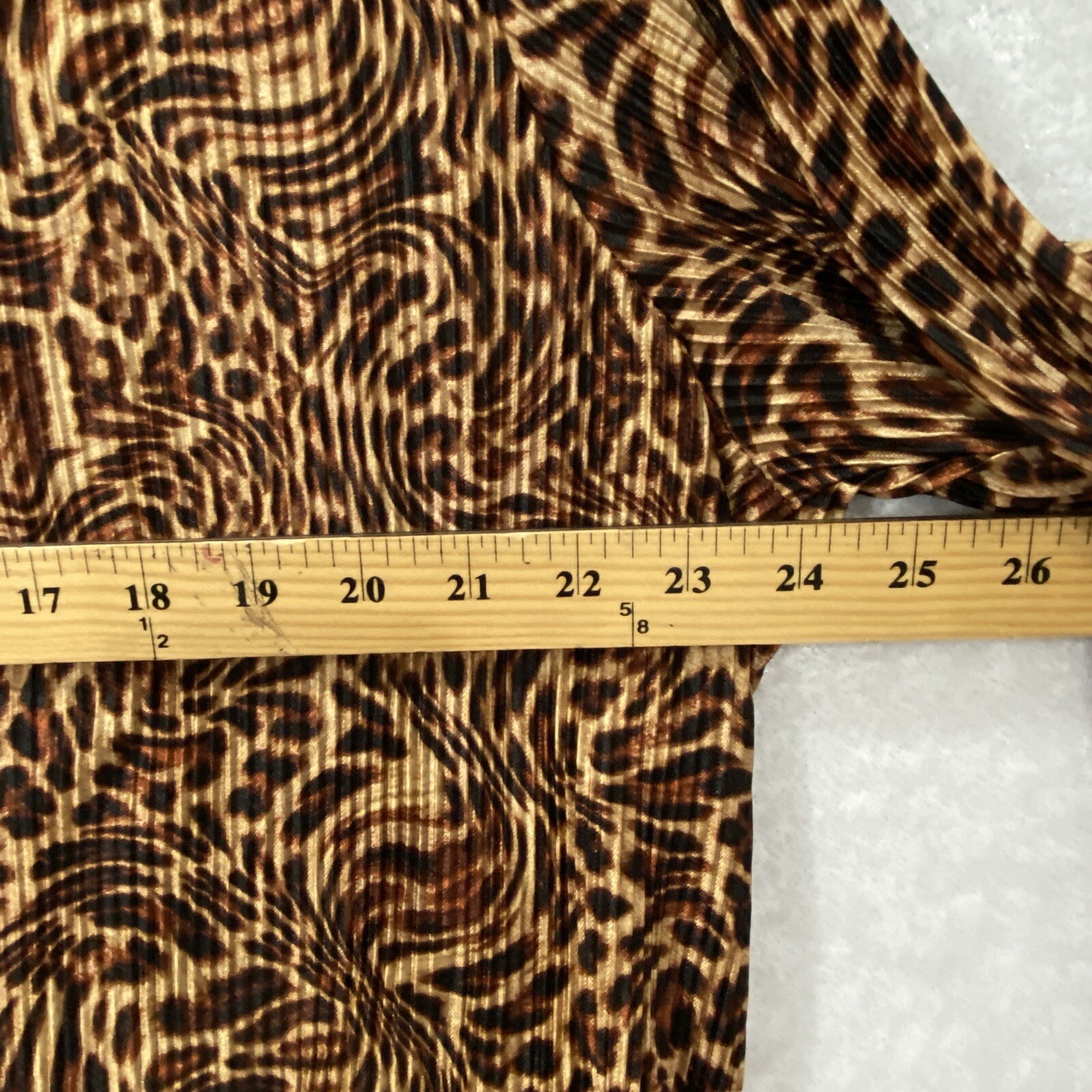 Inner Circle Leopard Print Top Woman’s 1x, 3x Button Up Accordion Pleated Brown