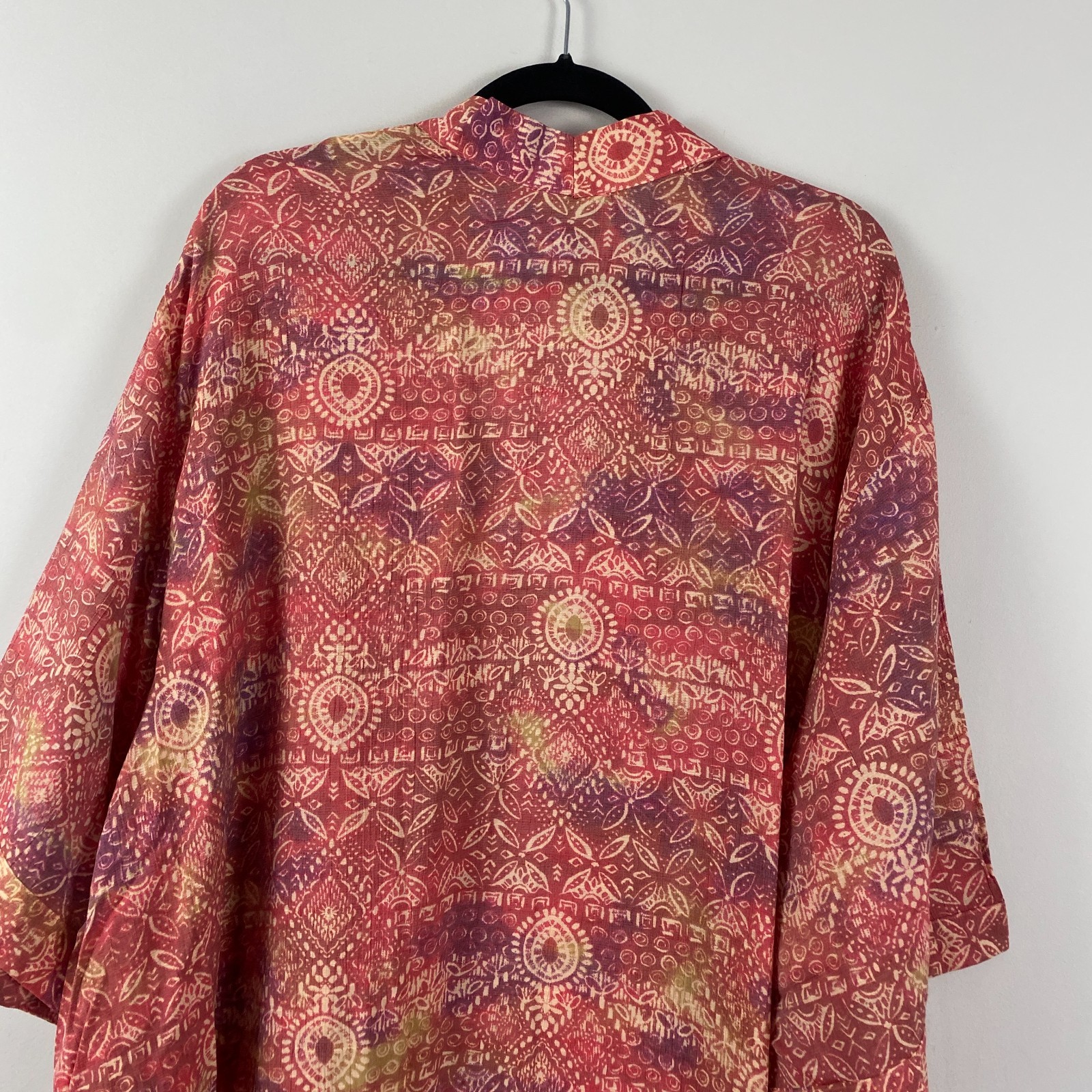 Catherines Open Front Kimono Cardigan Size 5X Red Orange 3/4 Sleeves