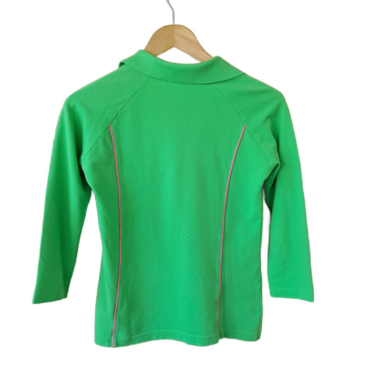 Lilly Pulitzer Lime Green ZIp Neck Polo Top Small 3/4 Sleeve White Label Golf