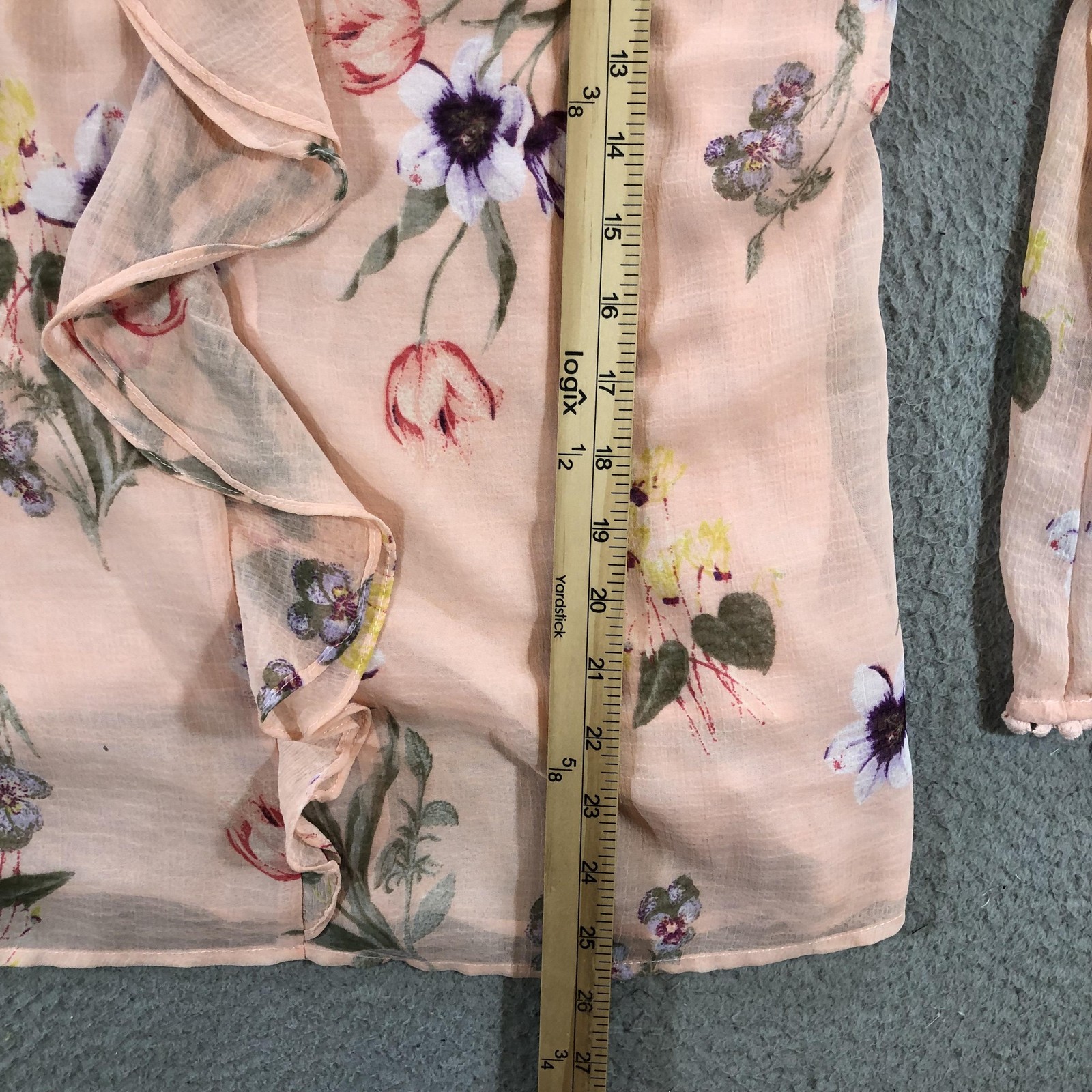 Soho Jeans NY&C Blouse Womens Large Pink Floral Off Shoulder Ruffle Sheer Top
