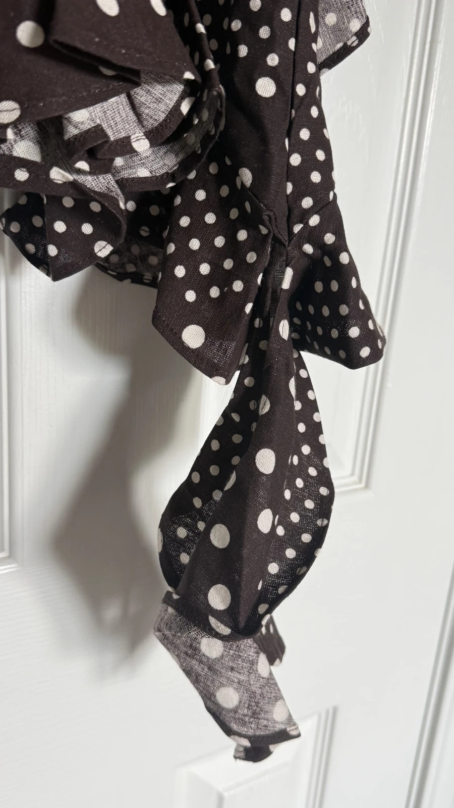 Style Envy Polka Dot Ruffle Camisole Top Brown White S NWT
