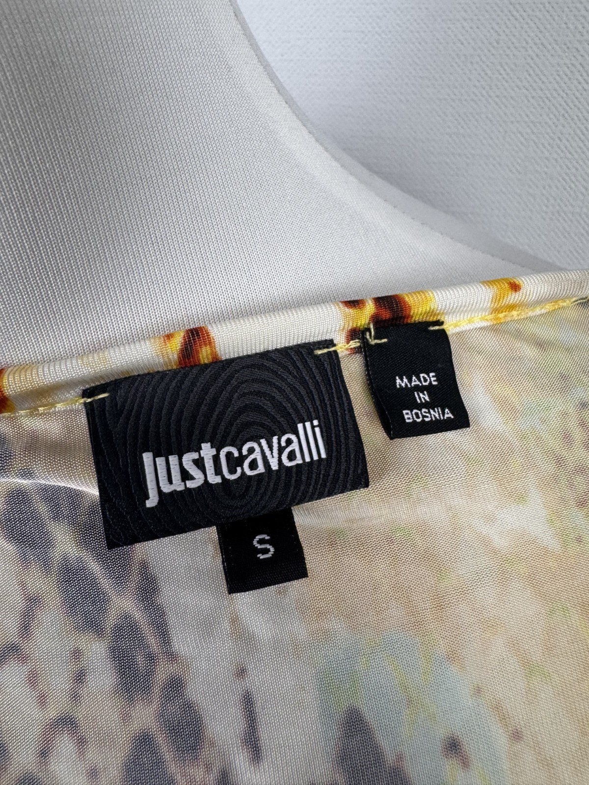 Just Cavalli Made in Bosnia Wonderful Yellow Snake Pattern Stretch Shirt Sz S