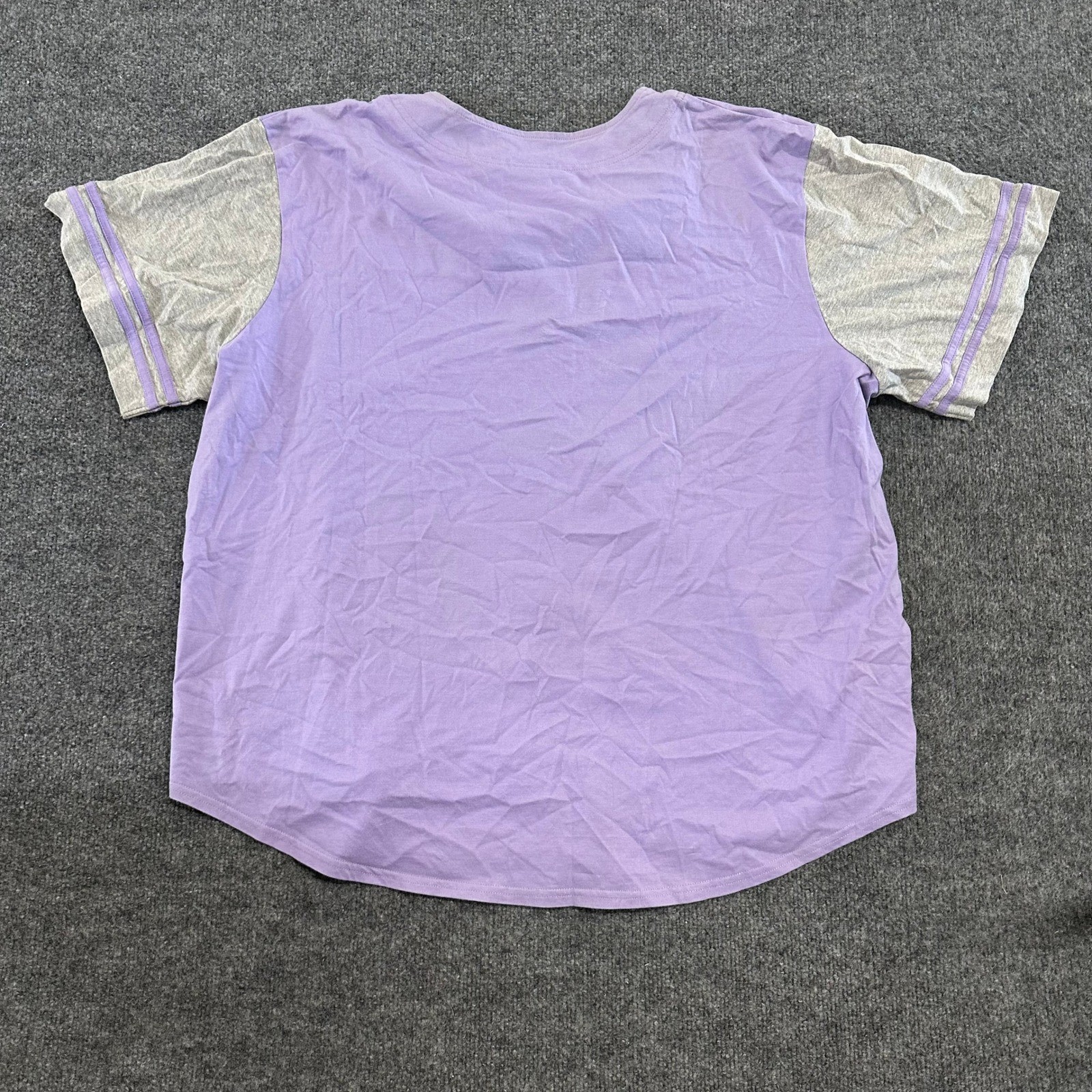Pooh Baseball Shirt Womens 22W/24W Purple Tigger Embroidered Cotton Blend V-Neck