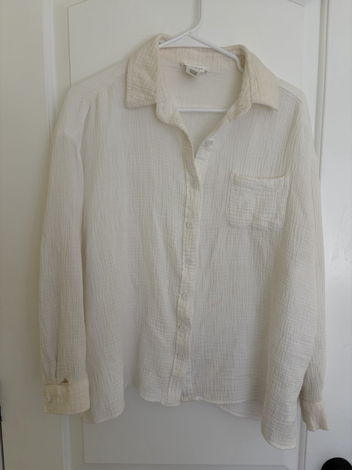 Kirious Los Angeles M/L Ivory Cotton Gauze Oversized Button Down Shirt Flawed