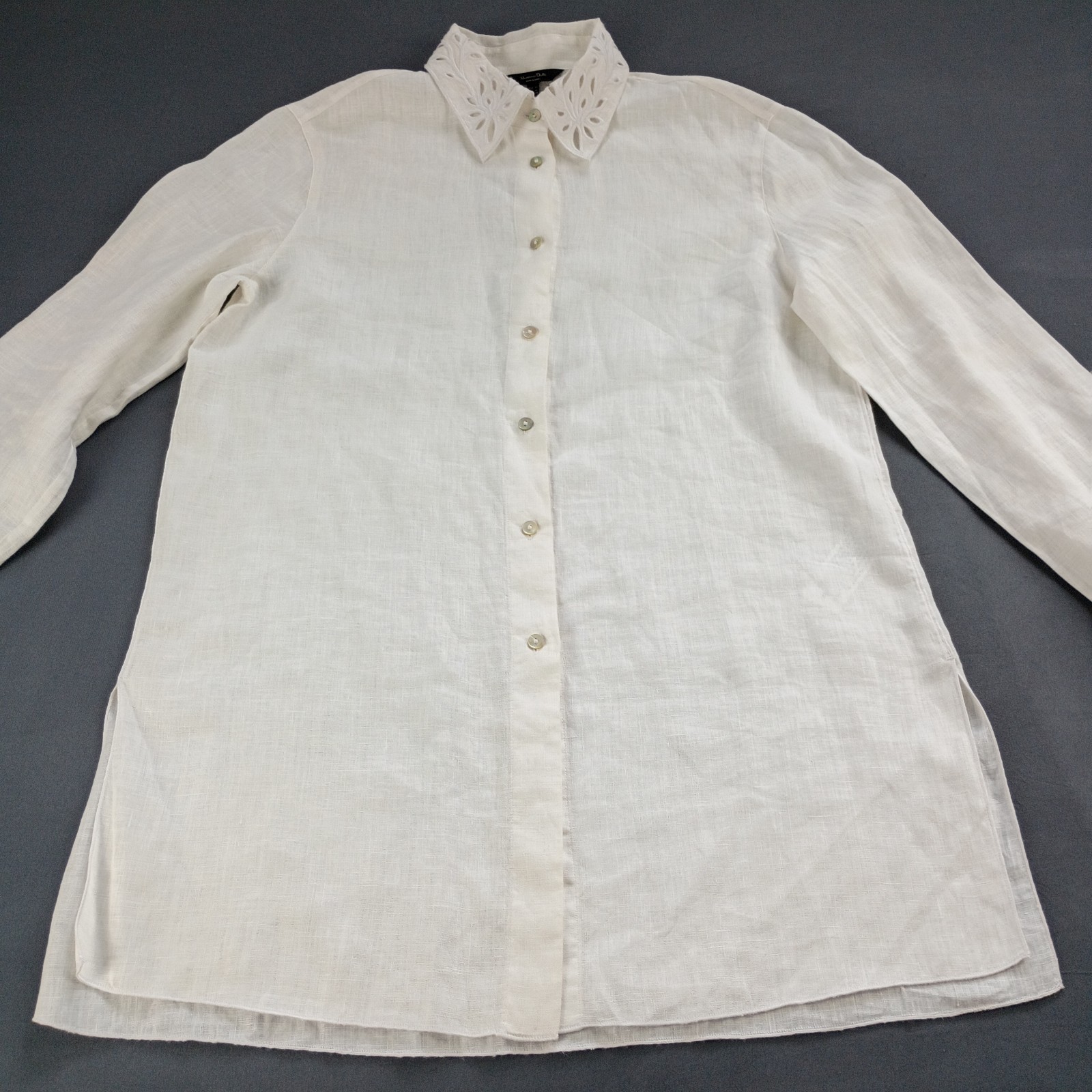Massimo Dutti Embroidery Tunic Shirt Women’s Size XS Ivory Button Up