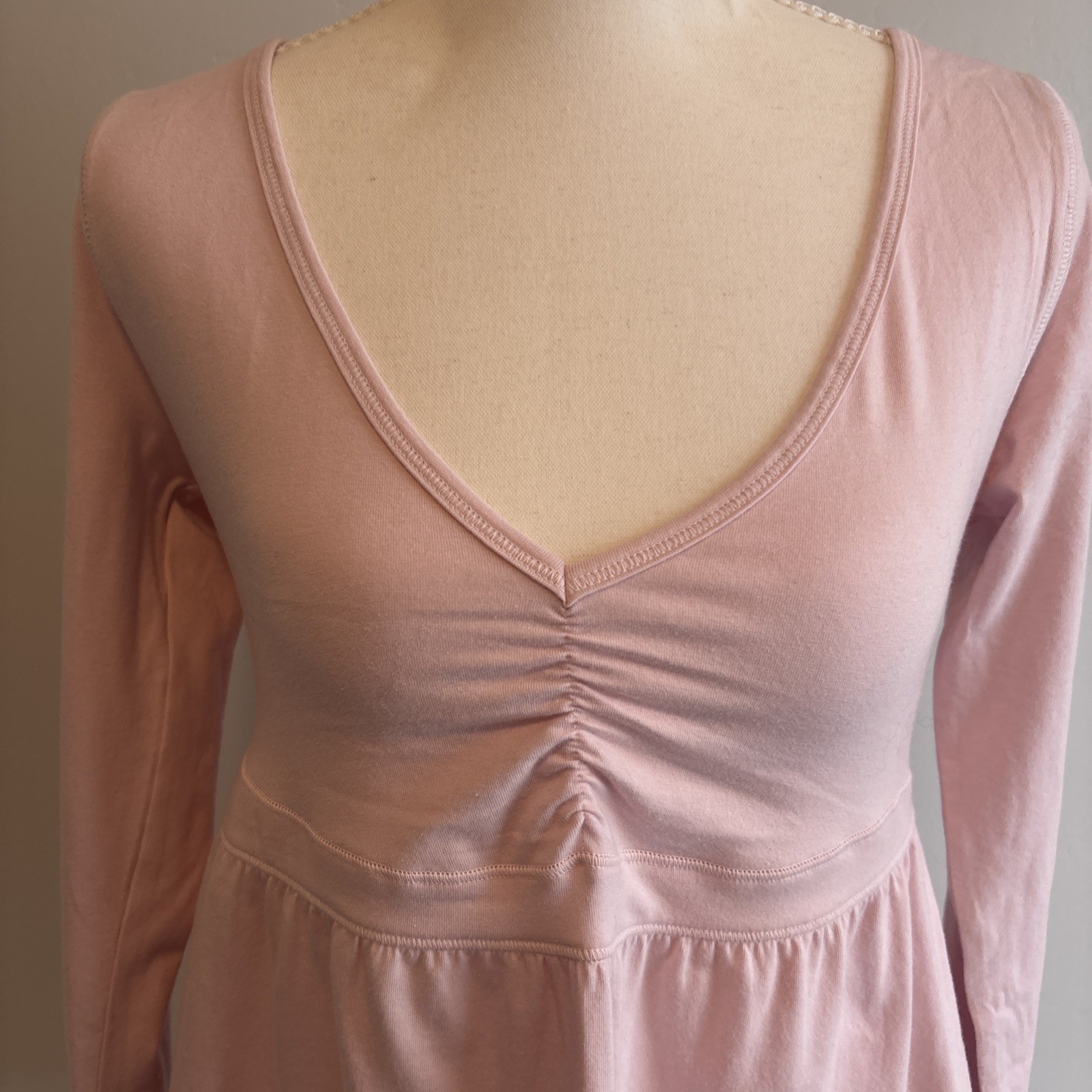 Hollister Y2K Pink Floral Butterfly Baby Doll Long Sleeve Top Size M.