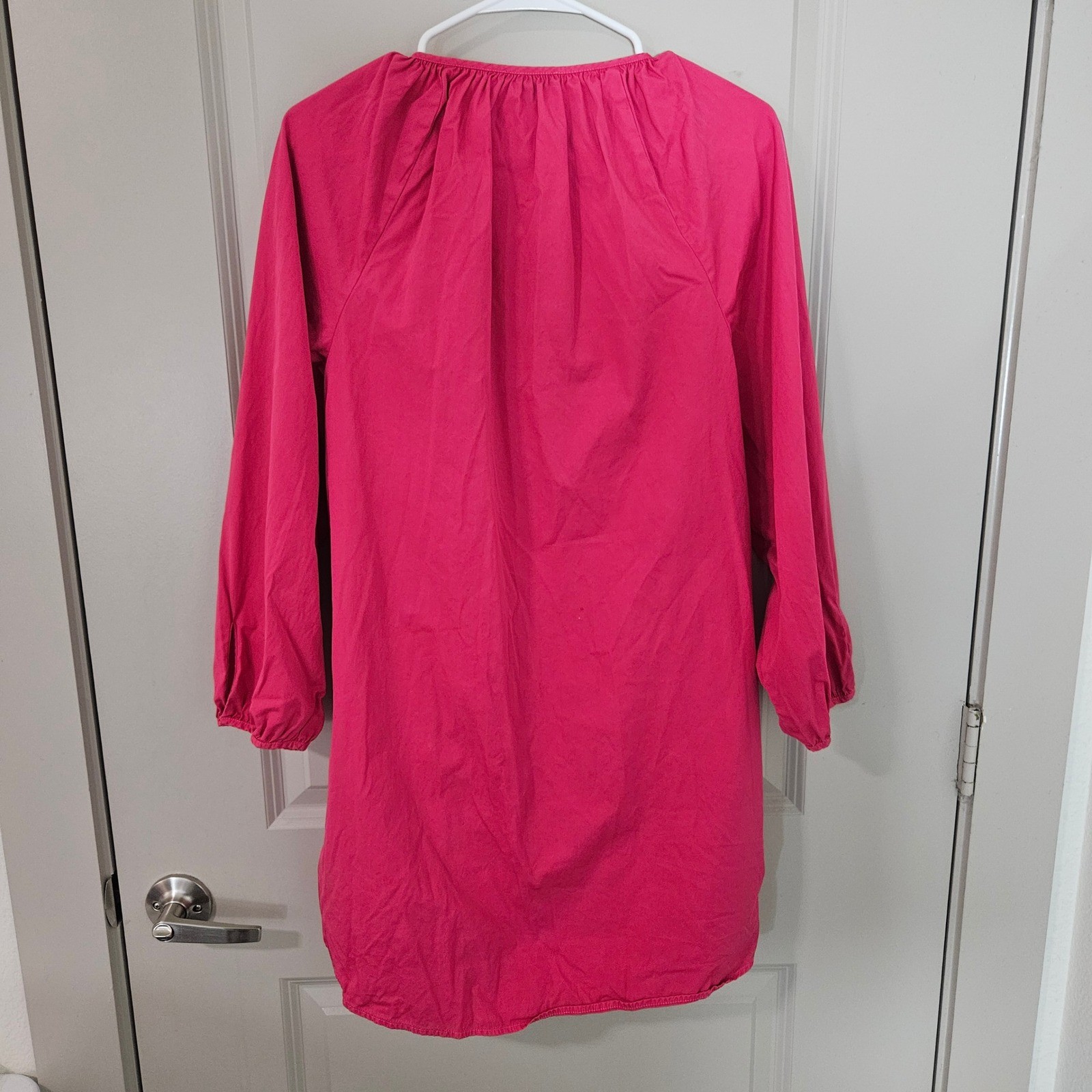 J.Crew Womens Pink Cotton Poplin Button Front Tunic Shirt Dress Size Medium