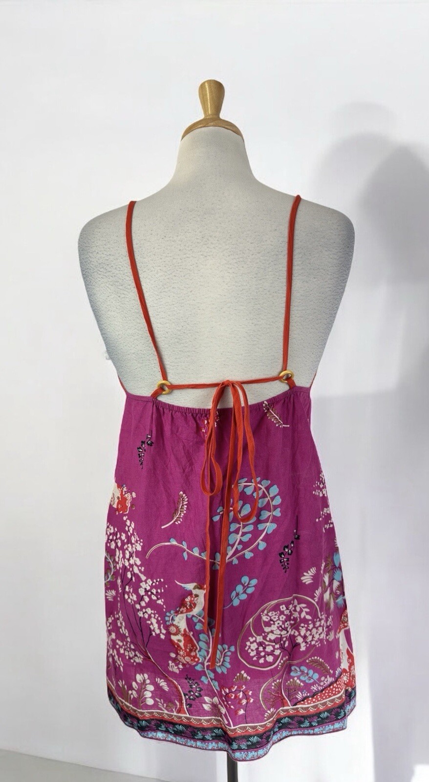Pink Colorful Flower Tank Top Boho Beach Summer Tropical Island Y2K Size Medium