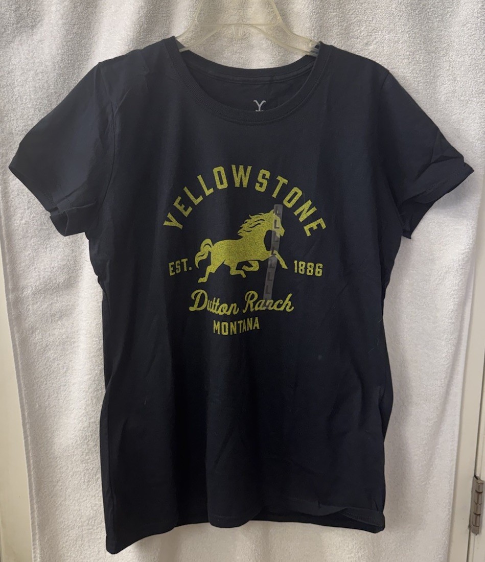 New Yellowstone Dutton Ranch Montana EST. 1886 Size S Black T-Shirt TV Show