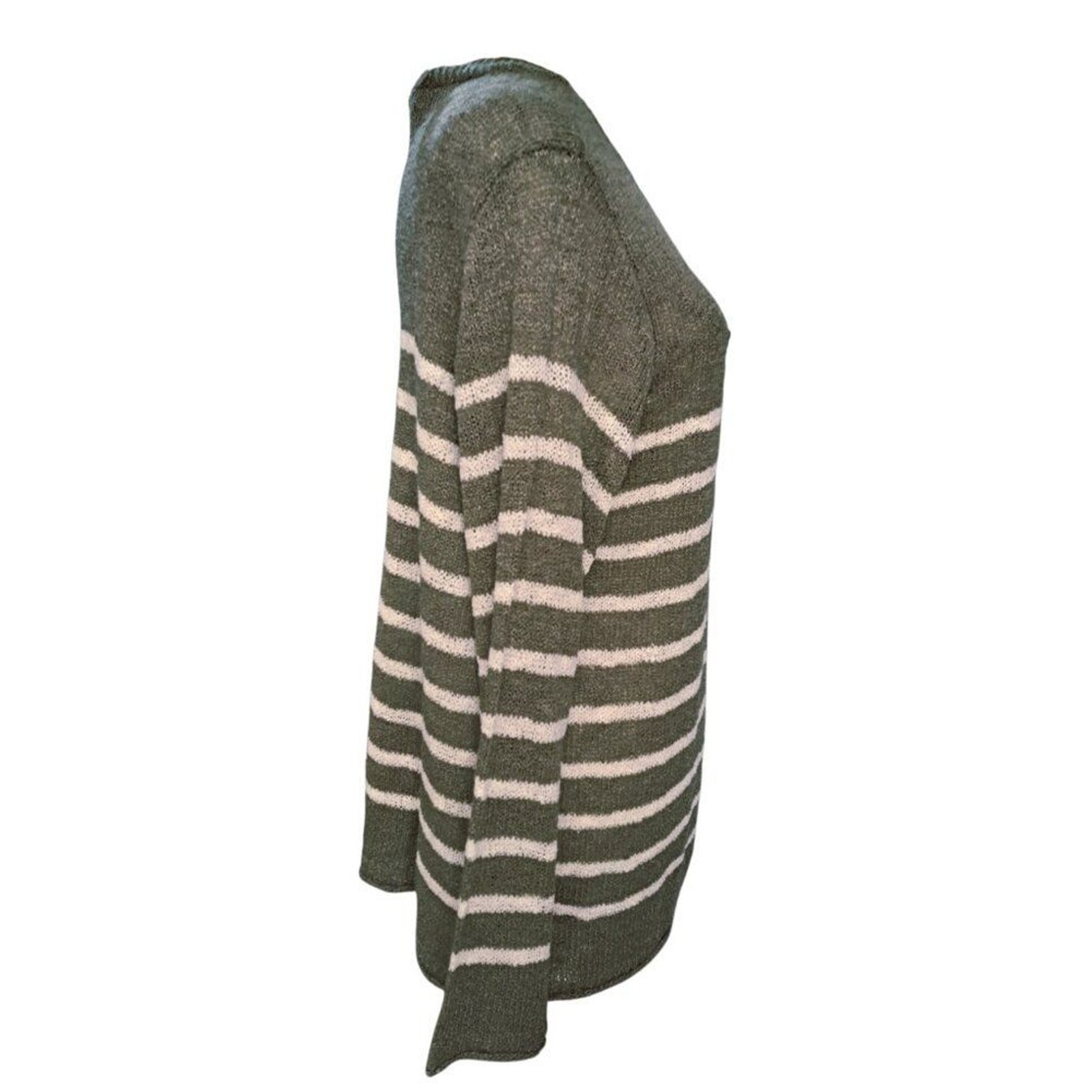 Westport Women’s Knit Pullover Olive Green Striped Long Sleeve Work Sz XL