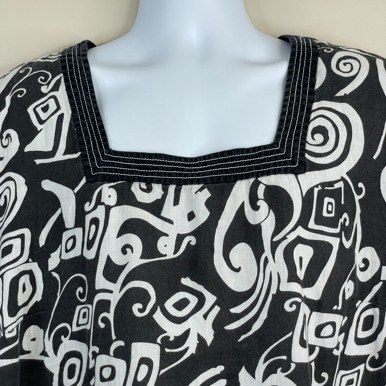 Alexandra Bartlett Art To Wear Linen Tunic Top 2X Neutral Travel Beachy Coastal