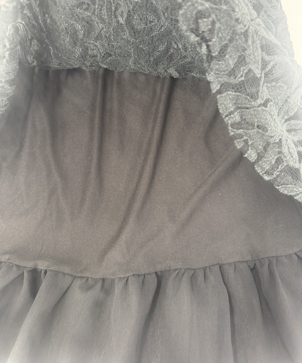 Pretty Angel Tunic Top Large Lace Ruffle Crochet Linen Blend Coquette Black Goth