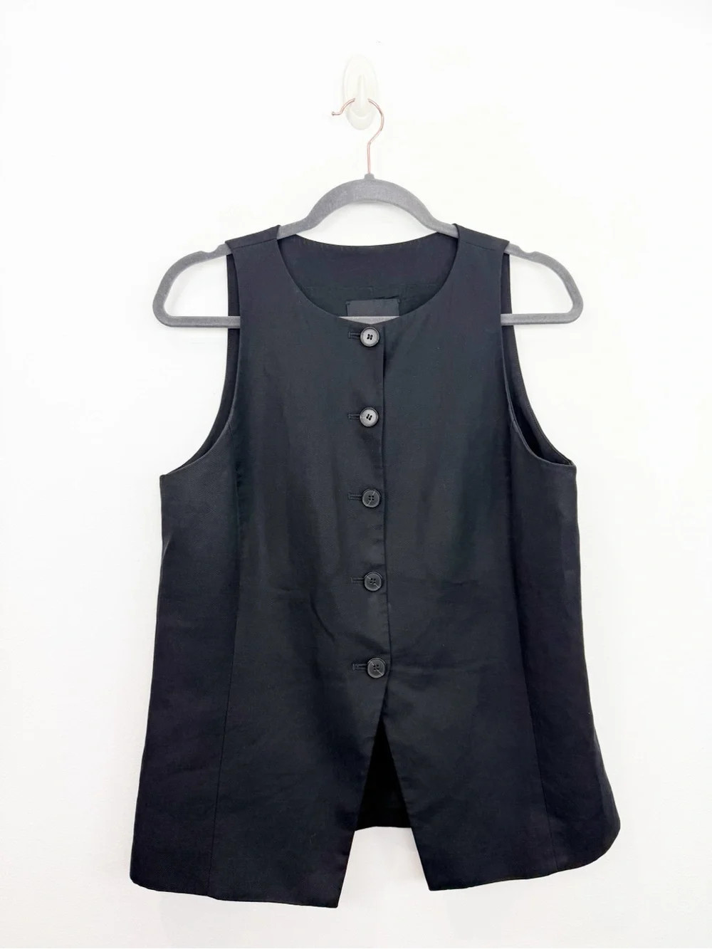 Madewell Crewneck Cutaway Vest In Drapey Twill Black Size 10