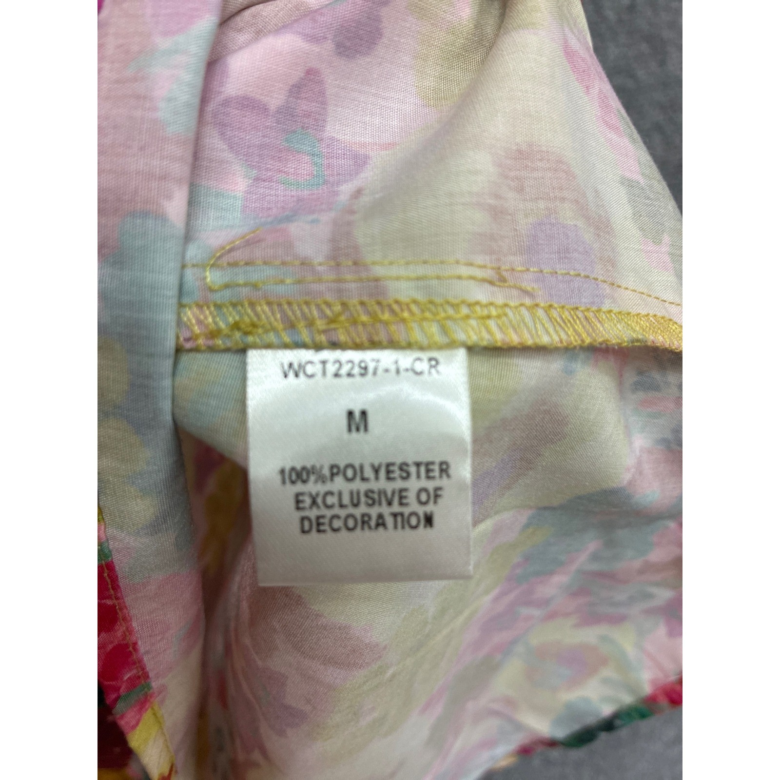 THML Floral Ruffle Flutter Sleeve Blouse Pink Yellow Green WCT2297-1-CR Mens M