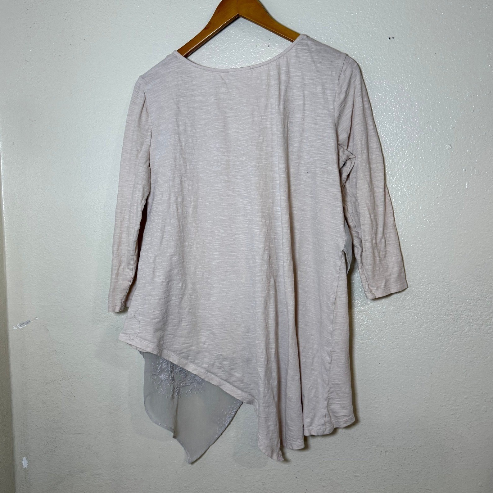 LOGO Lavish Women Tunic M Beige Embroidered Asymmetrical Layered Lagenlook