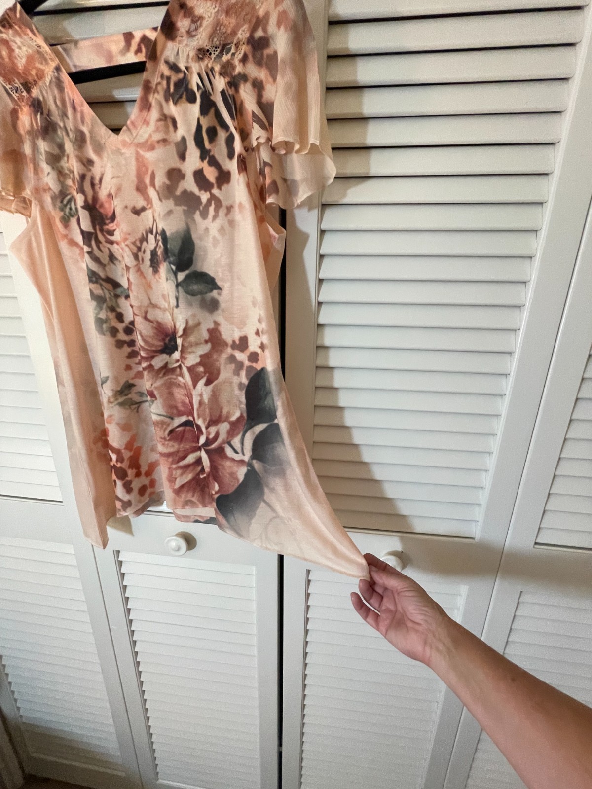 VTG Bleu Comfy T Shirt Womens Dusty Rose Fairy Rhinestone Floral Lace Whimsy PM