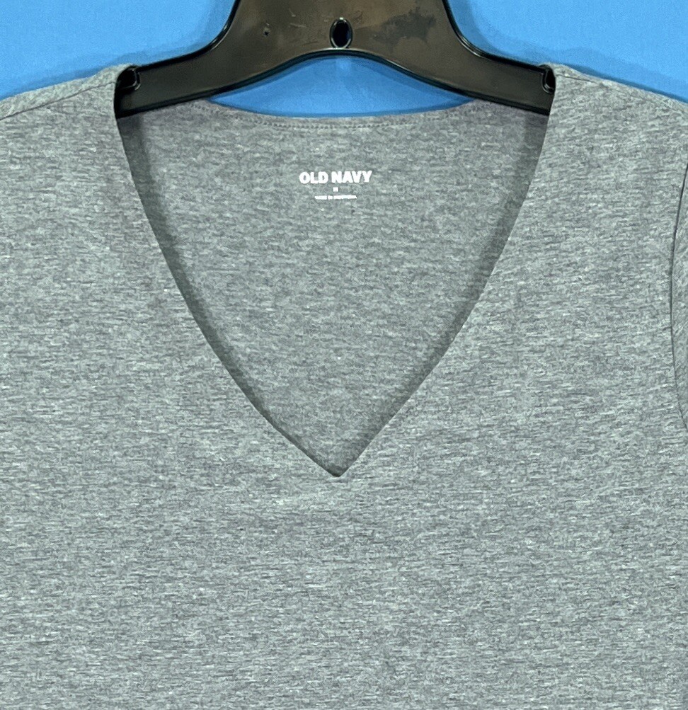 OLD NAVY Solid Gray MID-WEIGHT Jersey Knit V-NECK Snap Bottom BODYSUIT TOP Sz M
