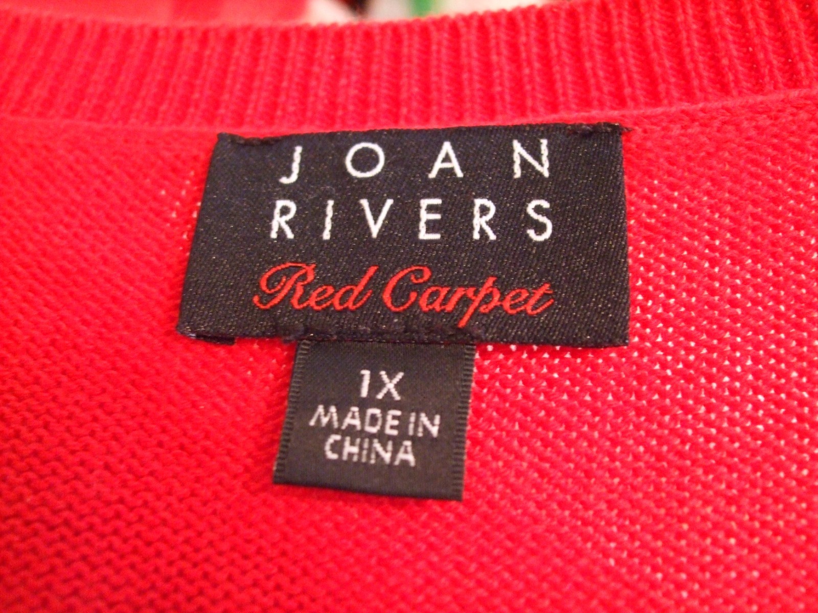 Joan Rivers Red Carpet Soft Chic Sweater with Rhinestone Bow, RED, 1X, NWOT, QVC
