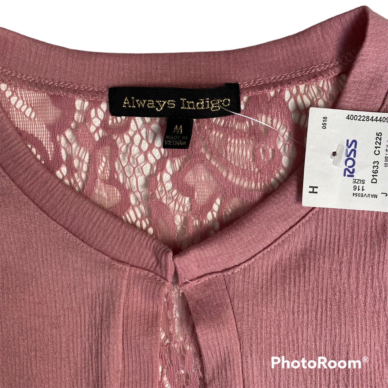 Nwt Always Indigo Pink Lace Back Knit Cardigan Top Ruffle womens M Medium New