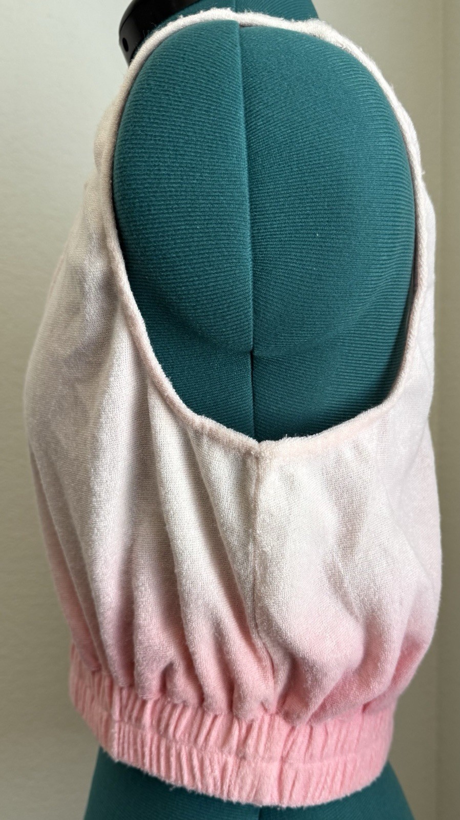 Sunday in Brooklyn Pink/White Ombré Terry Cropped Tank Top Sz. M Anthropologie