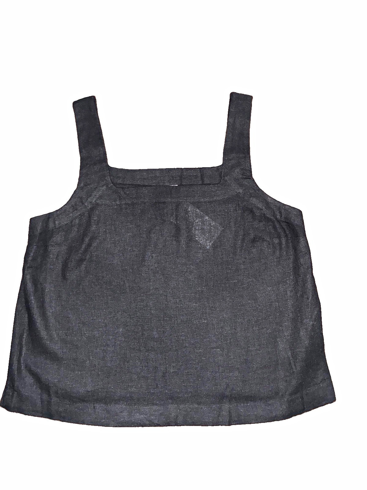 A New Day Women’s Black Square Neck Wide Strap Linen Rayon Tank Top S