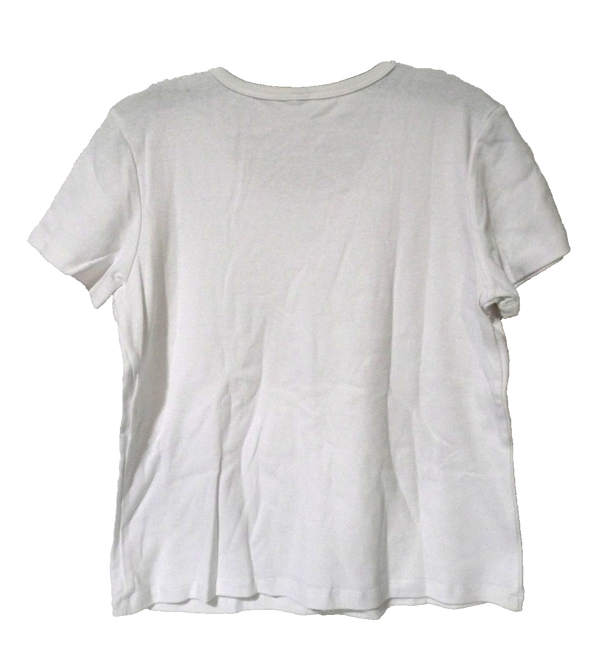 Unbranded Women White Cotton Short Sleeve 2-in-1 blouse w/front neck Lacy Trim