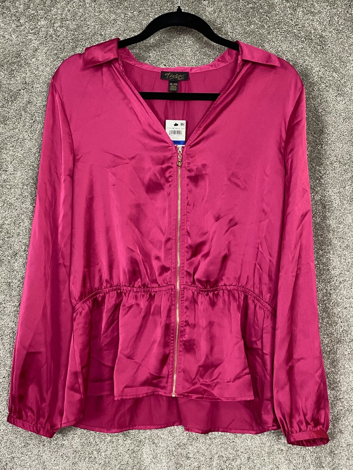 Thalia Sodi Women’s Long Sleeve V-Neck Full Zip Le Rouge Size: XL Orig $59.50
