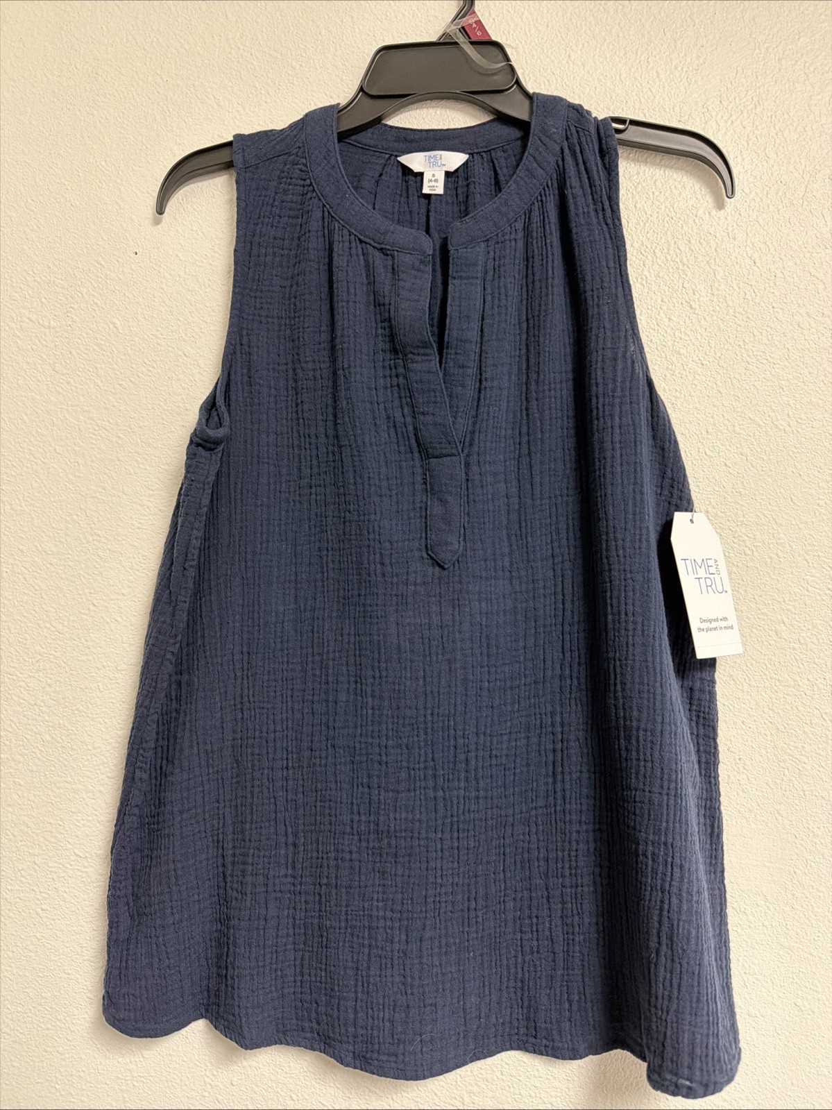 time and tru Blouse size S navy blue womens Sleeveless