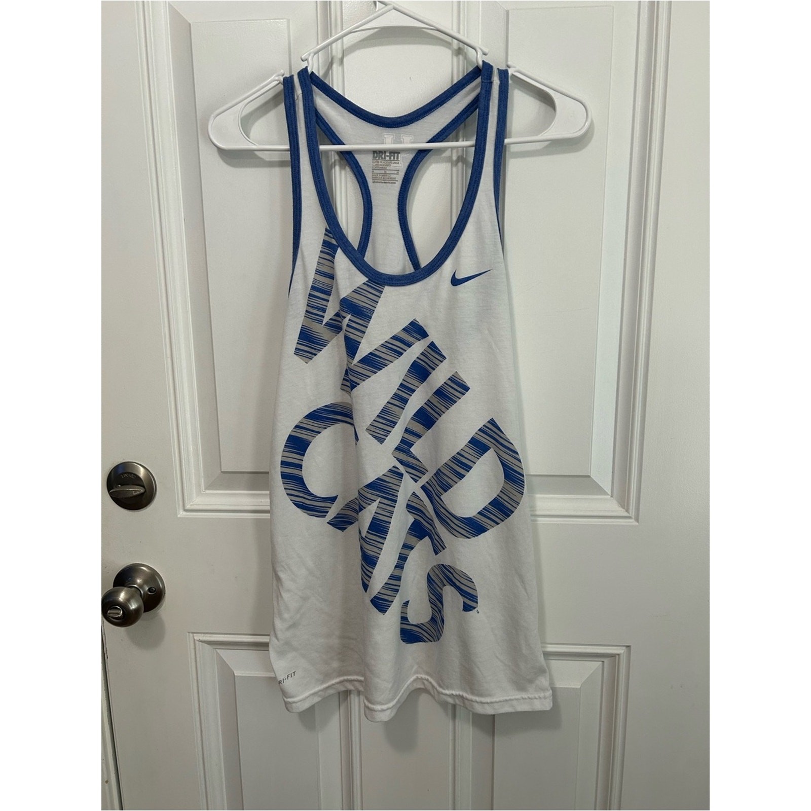UK Wildcats Nike White and Blue Graphic Racerback Tank Top