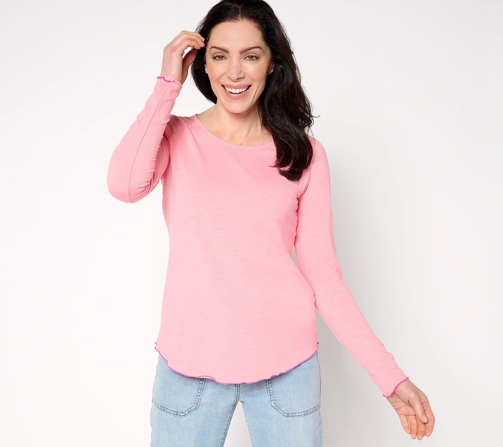 BT300 Belle Boho by Kim Gravel Slub Knit Pop of Color Popstitch Top Size XS