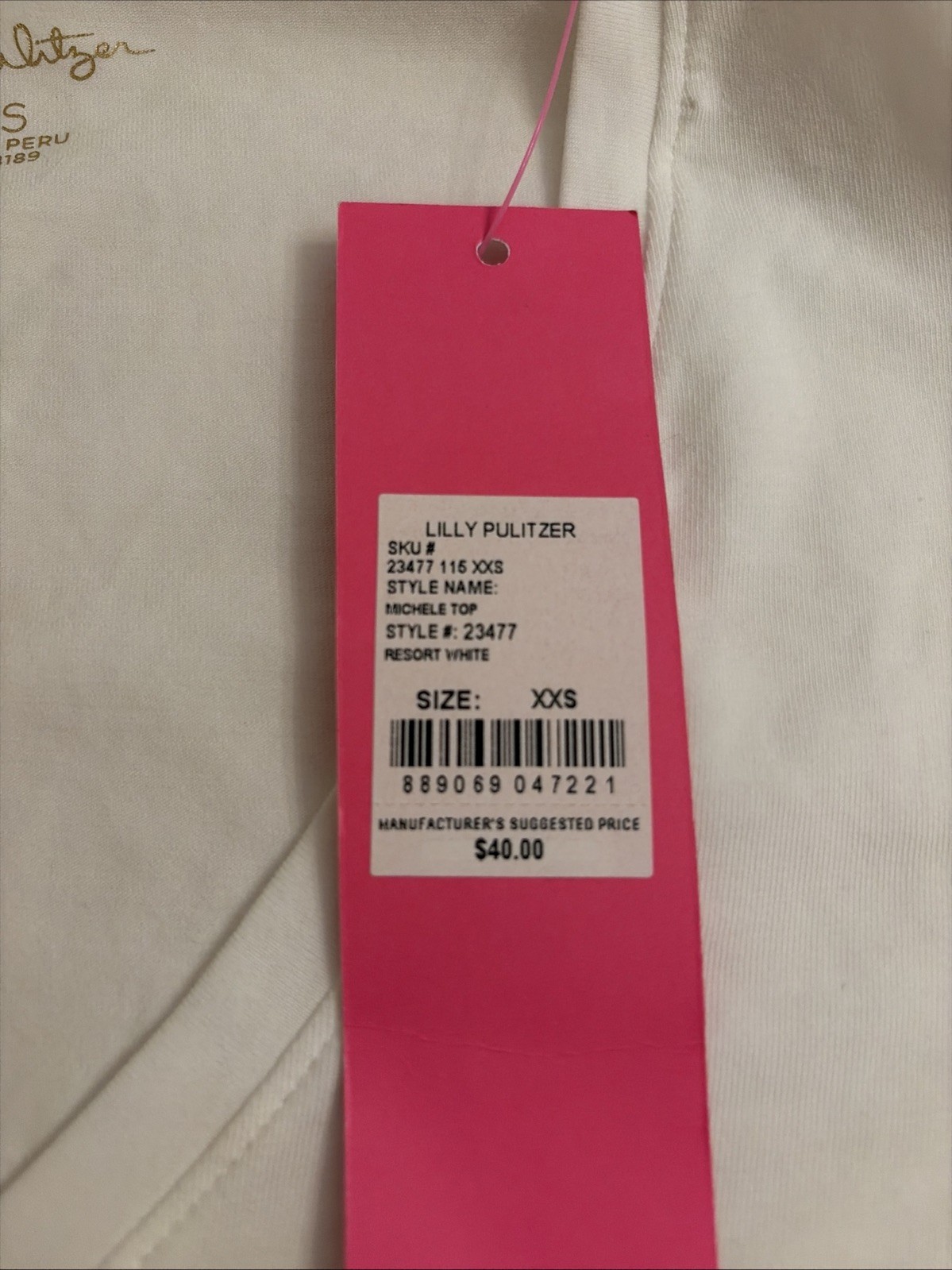 Lilly Pulitzer Michele V-Neck Top Short Sleeve Cotton Blend Resort White XXS
