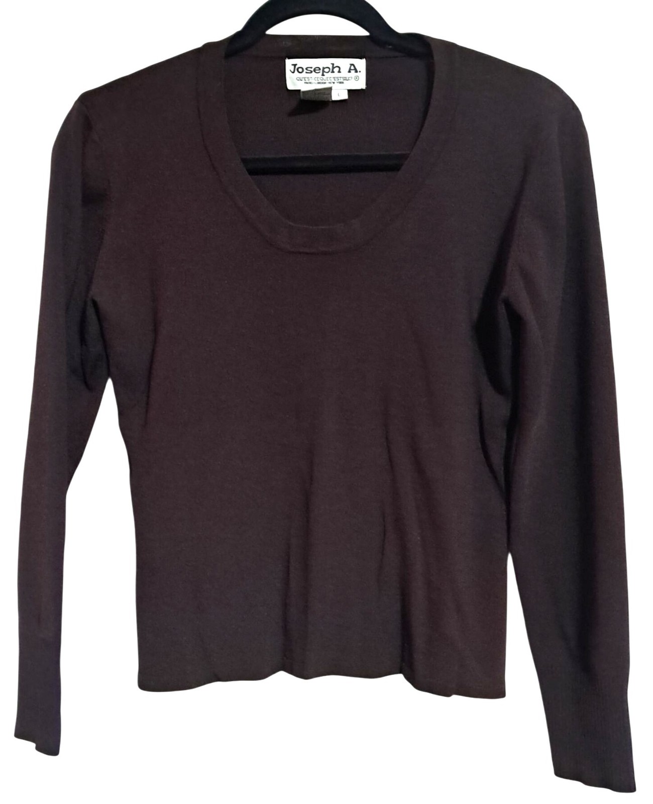 Joseph A.Top Womens L Qu’est-ce Que C’est Brown Long Sleeve Knit Viscose/Nylon