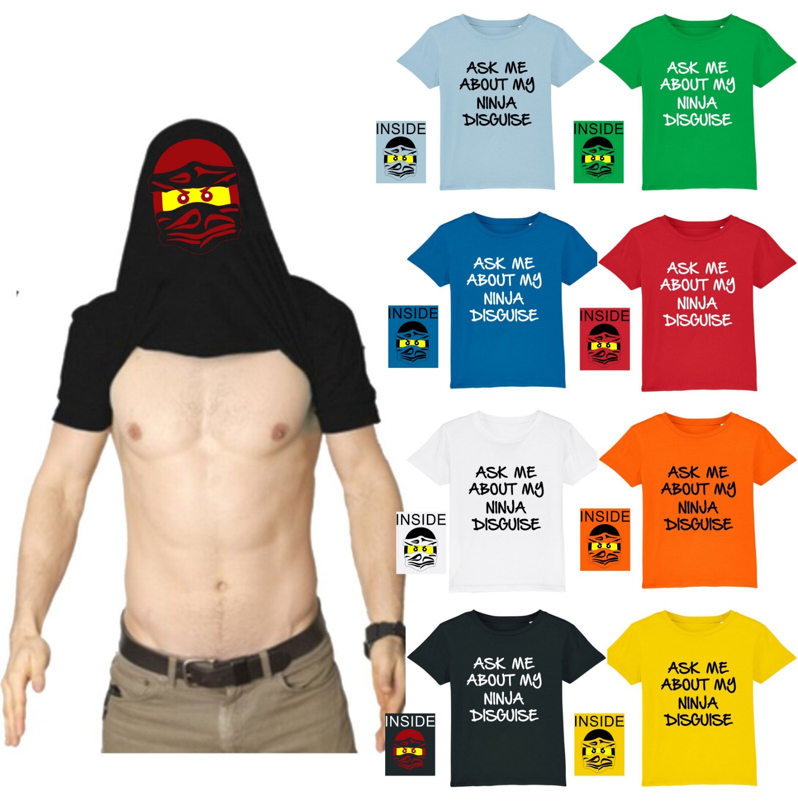 Ask Me About My Ninja Disguise Flip T-Shirt Ninja Face Karate Martial Arts Top