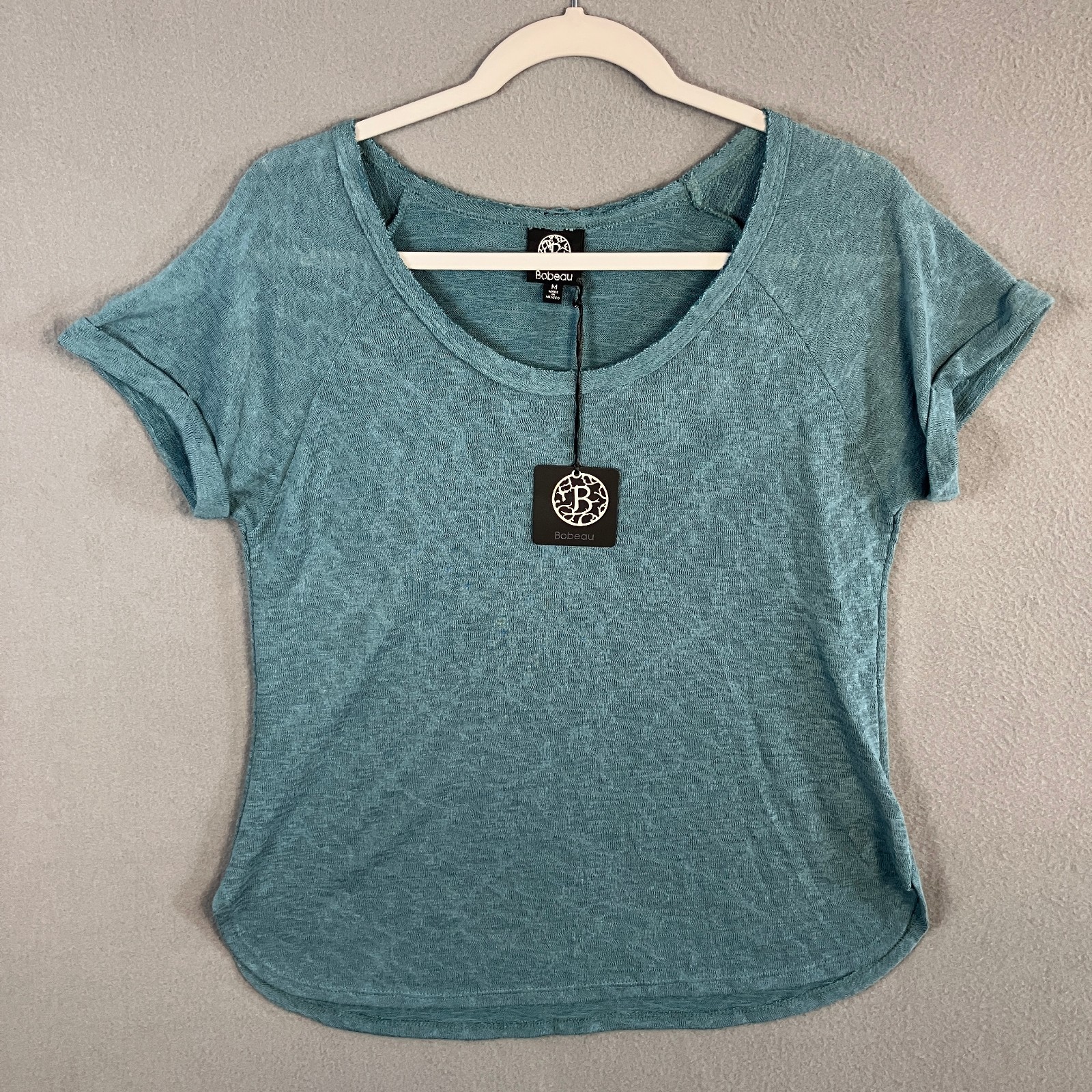 Bobeau Women’s Short Sleeve Scoop Neck Top Size M Blue NWT
